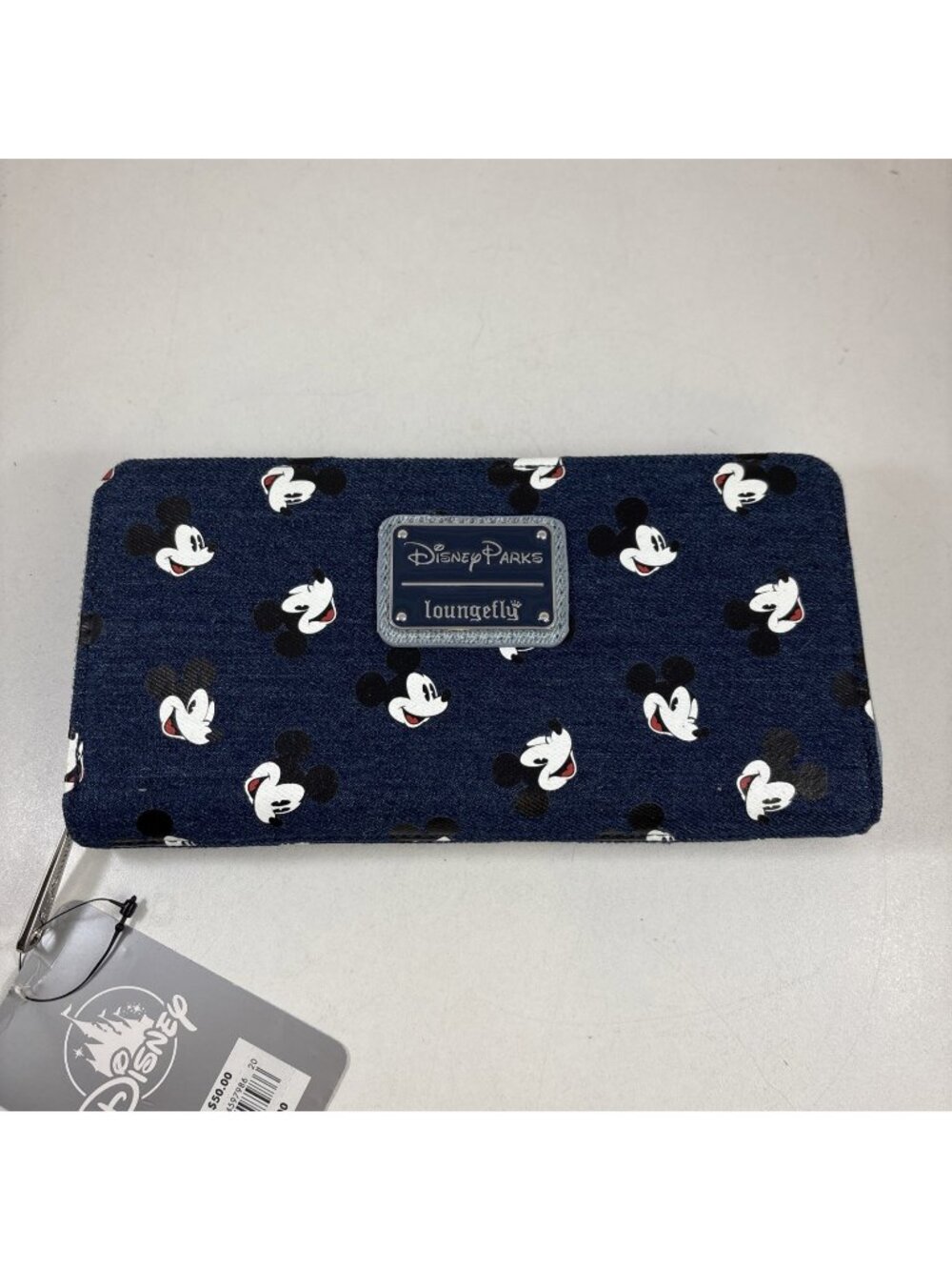 Disney Parks Loungefly Mickey Mouse Denim Wallet Zip Around NWT